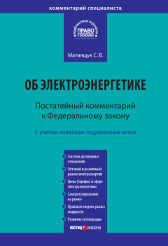 Светлана Матиящук - Комментарий к Федеральному закону от 26 марта 2003 г. № 35-ФЗ «Об электроэнергетике» (постатейный)